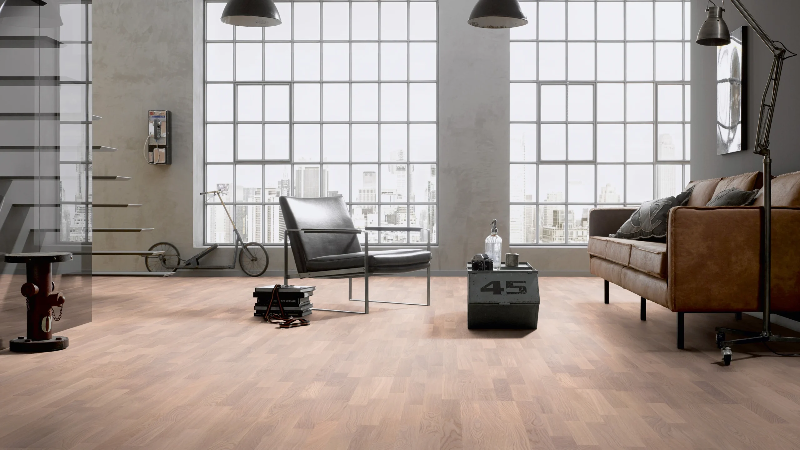 Oak light beige 3-strip, 2390 x 200 x 13 mm